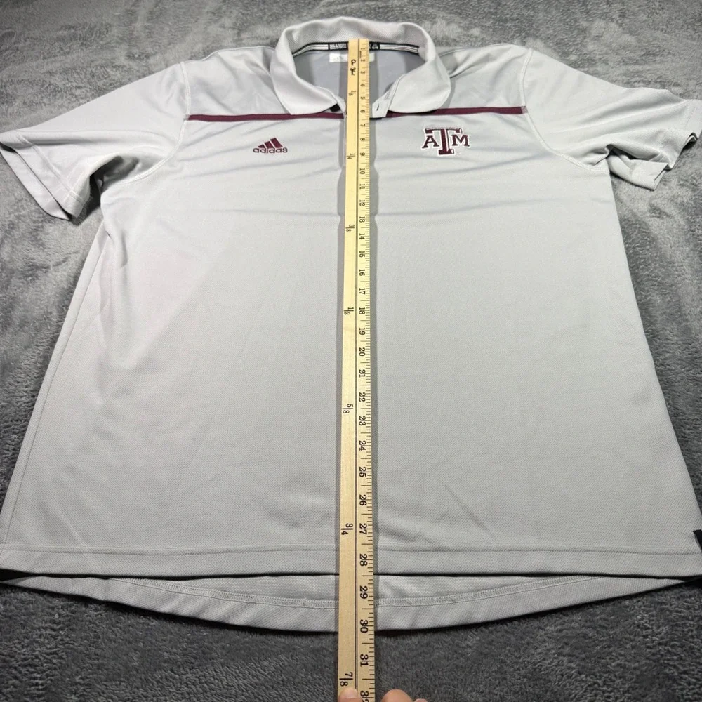 Adidas Texas A&M Aggies Climalite Polo Shirt Mens XL Gray Maroon Short Sleeve